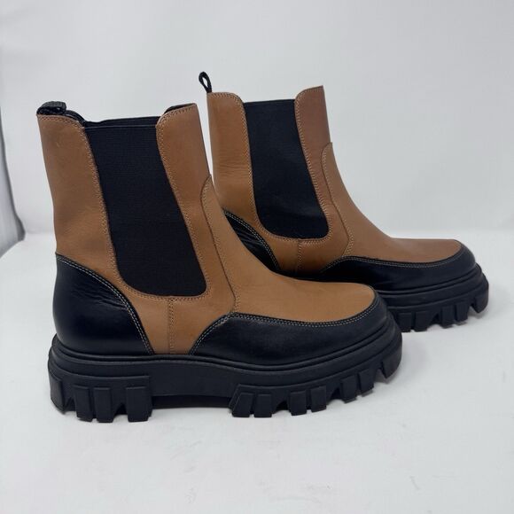 Marc Fisher LTD Morgan Leather Lug-Sole Chelsea Booties Boots Women’s 9.5M - Picture 2 of 10